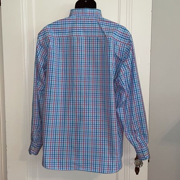 Paul Fredrick multi colored pastel check cotton long sleeve shirt - Picture 7 of 10